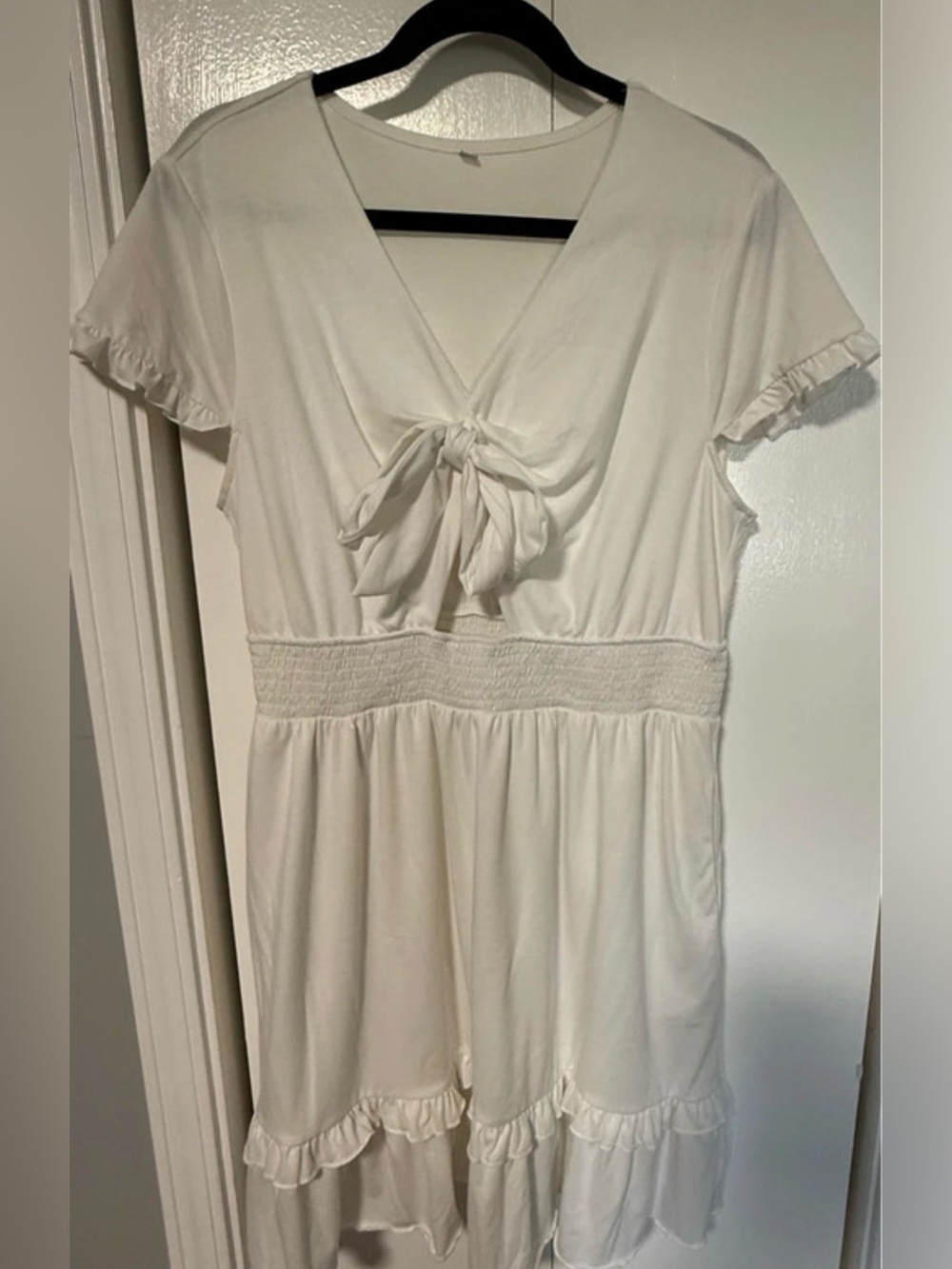 XL White Bridal Shower Dress with pockets